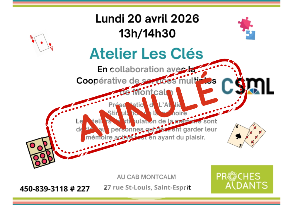Atelier Les Clés - ACTIVITÉ ANNULÉE