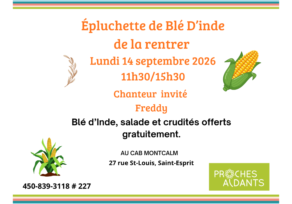 ÉPLUCHETTE DE BLÉ D’INDE DE LA RENTRÉE