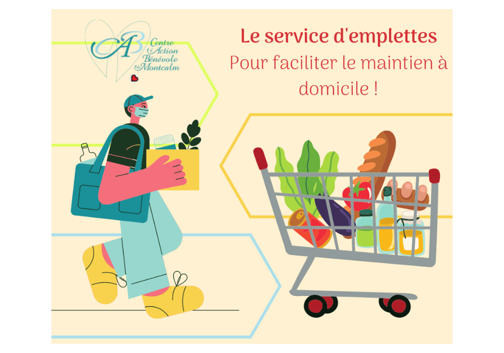 Le service d’emplettes au Centre d’action bénévole Montcalm,  pour faciliter le maintien à domicile.